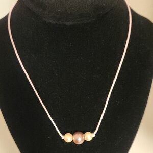 Mauve and Cream Beaded Necklace